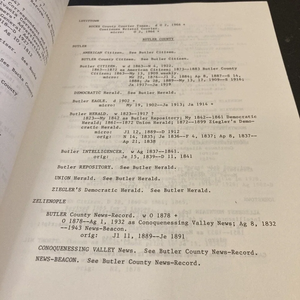 Pennsylvania Newspapers and Selected Out-of-State Newspapers 1984 Dept Education